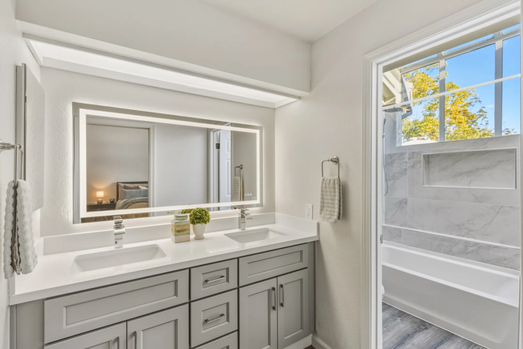 Finished master bathroom remodel by 4Sigma in the Bay Area